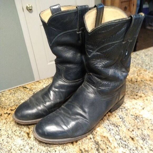 Justin 3024 Roper Boots - Mens - Size 9 EE - Blue Western Leather - Picture 6 of 12